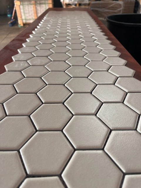 Mosaic Sheet 2" Hex Urban Textures Beige Satin A-Grade