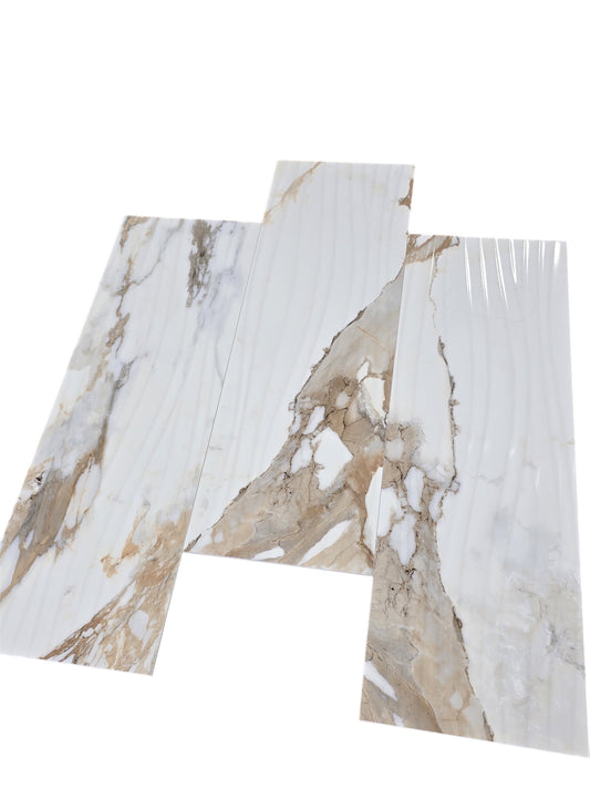 12"x36" Crash Beige Wave Polished Rectified Ceramic- Sold By Carton