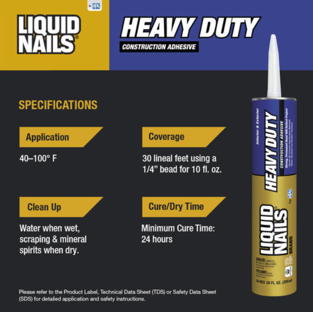 Liquid Nails Construction Adhesive - 10 oz – Bronco Materials & Supplies