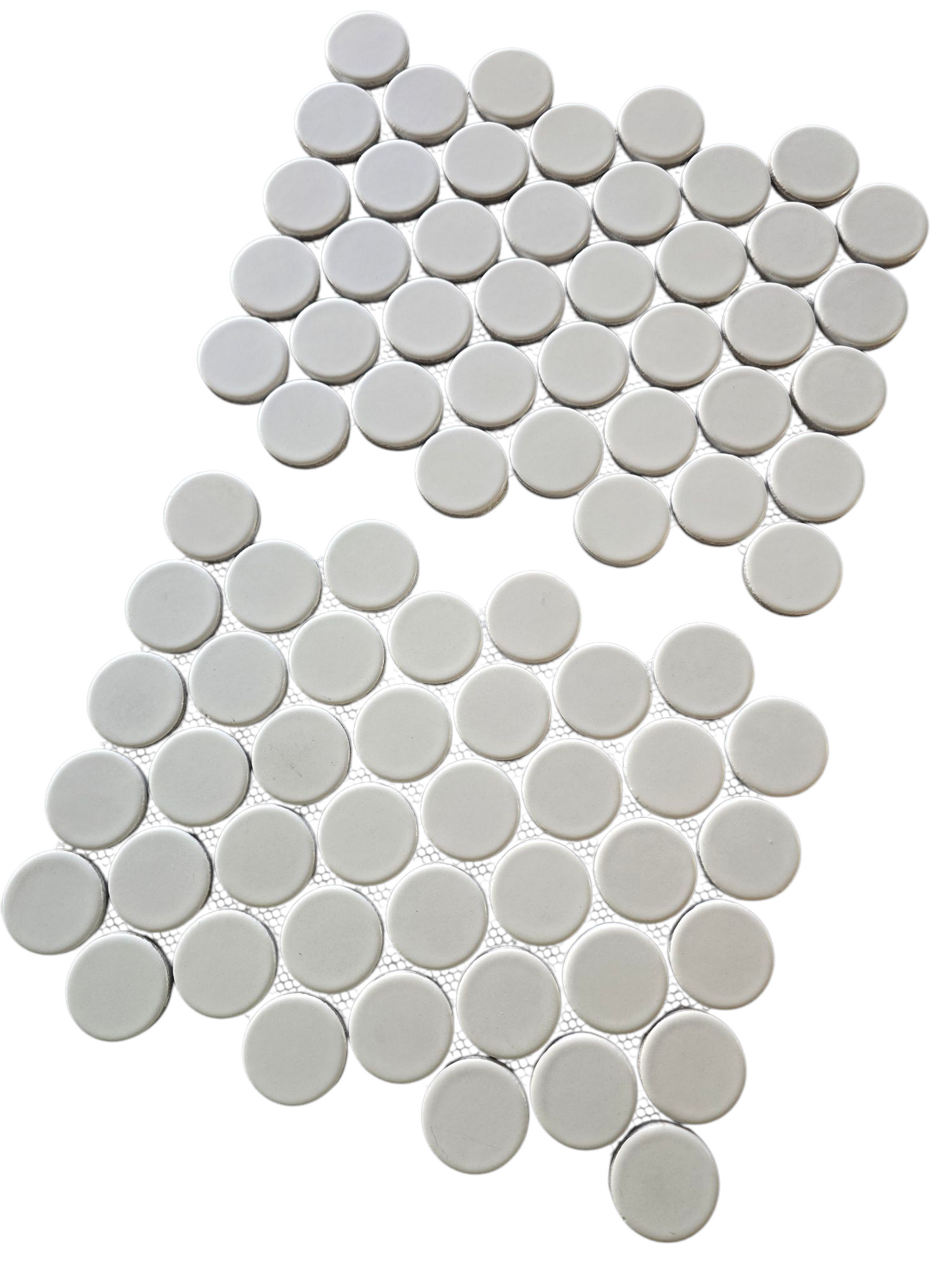 2" Round RE24 Aspen White A-grade Glazed Porcelain Jumbo Penny Round Mosaic - Sold by Sheet