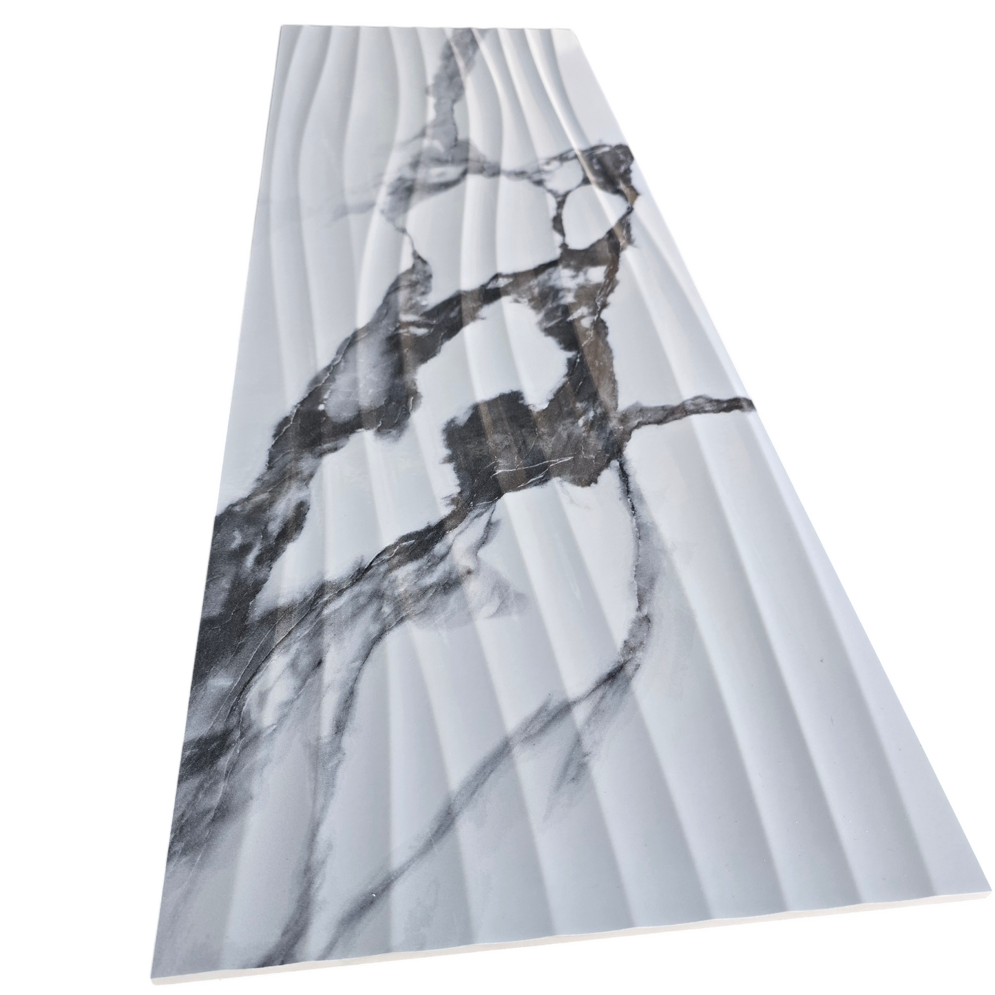 12"x36" Crash Blanco Wave Ceramic Tile - Sold by Ctn