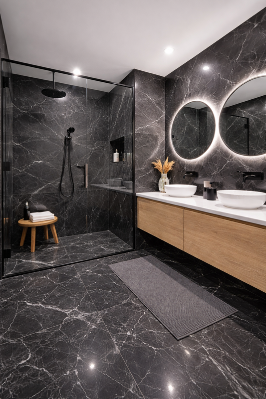 12"x24" Noir Veined Porcelain Tile  -Sold by Ctn