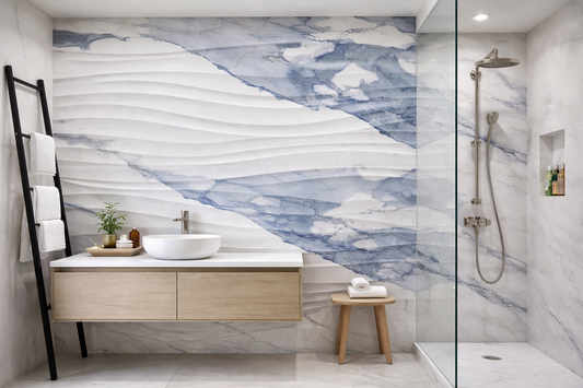 12"x36" Crash Blue Wave polished Rectified Ceramic- Sold By Carton