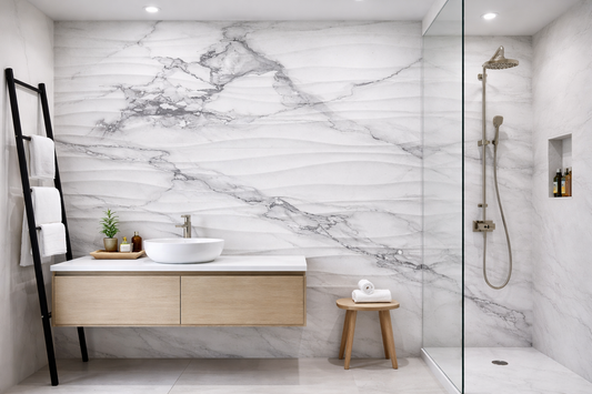 12"x36" Crash Blanco Wave polished Rectified Ceramic- Sold By Carton