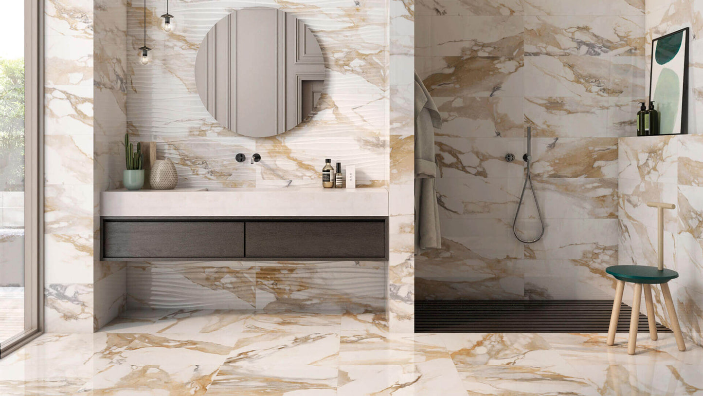 12"x36" Crash Beige Wave Ceramic Tile - Sold by Ctn