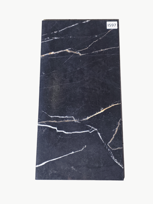 12"x24" I597 Perpetuo Black Polished Porcelain Tile - Sold by ctn