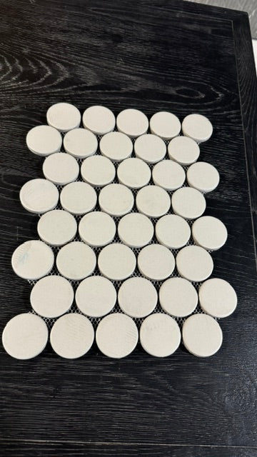 2" Round RE24 Aspen White A-grade Glazed Porcelain Jumbo Penny Round Mosaic - Sold by Sheet