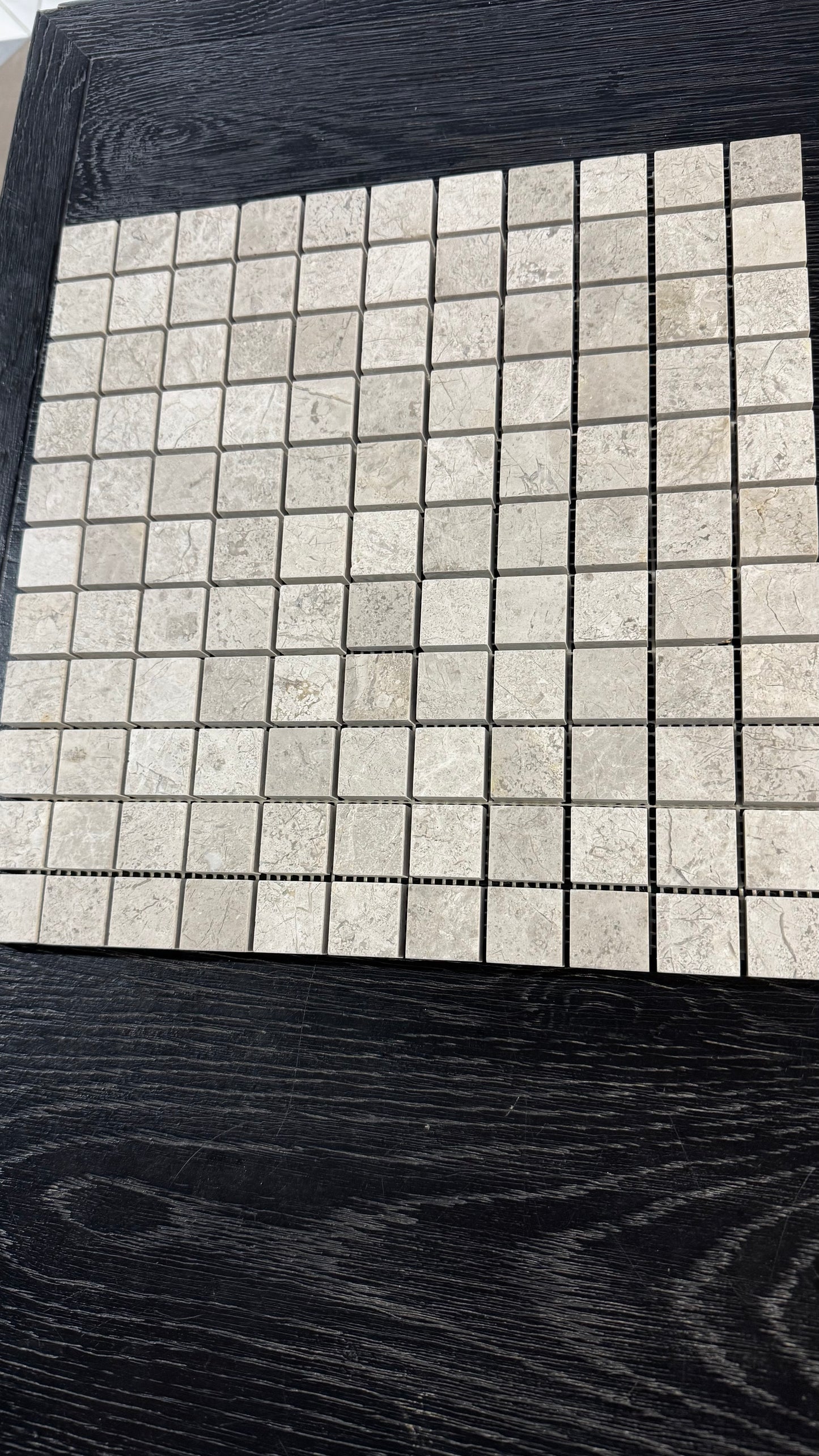 12"x12" MS Hon L757 Artic Grey Limestone A-grade 1" Mosaic Tile - Sold by Sheet