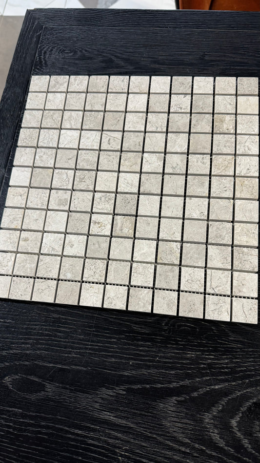 12"x12" MS Hon L757 Artic Grey Limestone A-grade 1" Mosaic Tile - Sold by Sheet