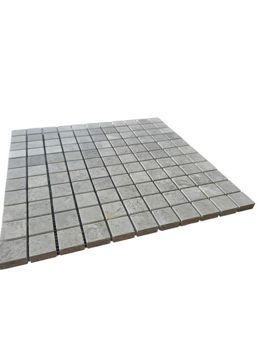 12"x12" MS Hon L757 Artic Grey Limestone A-grade 1" Mosaic Tile - Sold by Sheet