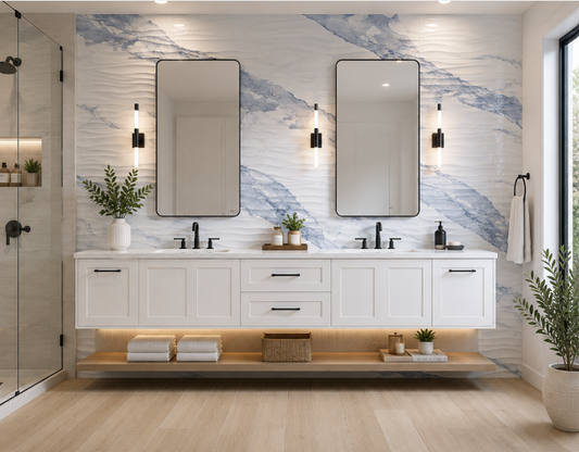 12"x36" Crash Blue Wave polished Rectified Ceramic- Sold By Carton