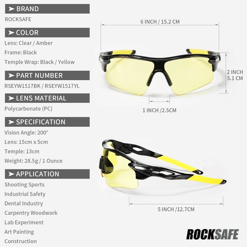 ROCKSAFE Safety Glasses (Yellow) - Sold Individually